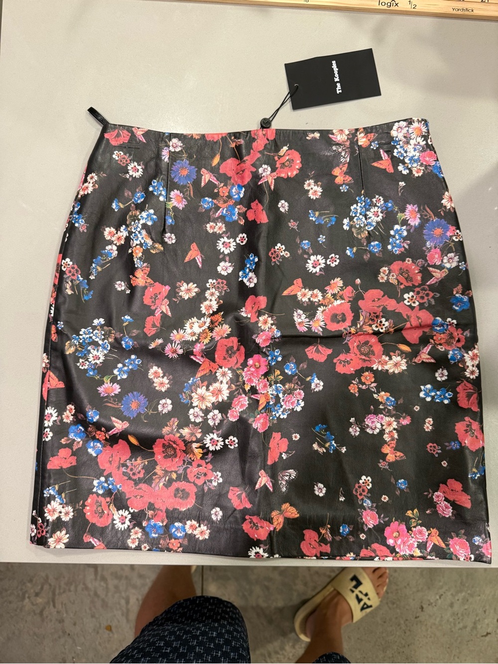 The Kooples Leather Floral Mini Skirt